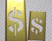 Pair of vintage brass stencils - Dollar signs