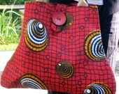 Large Beach Tote Tribal Market Bag - Red Print