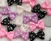 27mm Mixed Color Polka Dot Bow Cabochons - 6 pc set