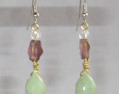 Pink Martini Earrings handcrafted lemon turquoise with Rose Quartz By Flower