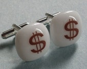 Dollar sign Cufflinks - Fused glass
