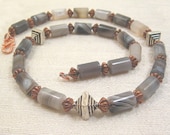 Mayan Princess, Botswana Agate, Copper and Sterling Silver Accents Necklace