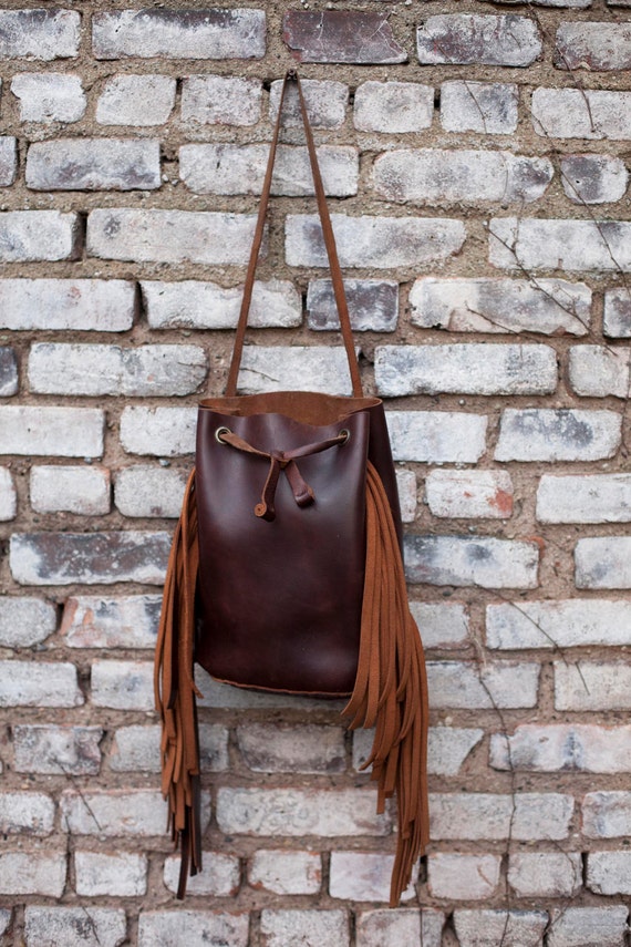 Leather fringe bag