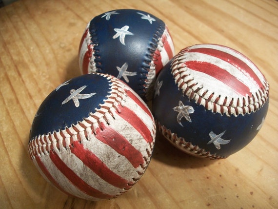 Distressed Patriotic/American Flag Baseballs - Americana - Red, White & Blue