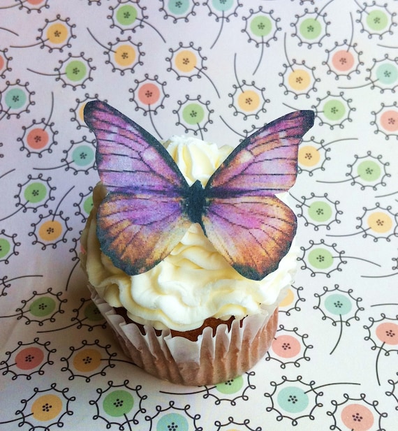 EDIBLE Butterflies The Original - Lavender and Brown - Cake & Cupcake toppers - PRECUT and Ready to Use