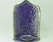 Lotus Shrine Purple Handmade Raku Pottery - DeBaunCeramicBargain