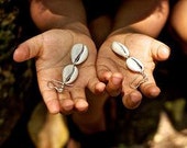 Sterling Silver Shell Earrings Double Cowrie Shells Beautiful Island Jewelry