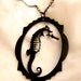 Seahorse necklace in black stainless steel - nautical fashion seahorse silhouette steampunk jewelry