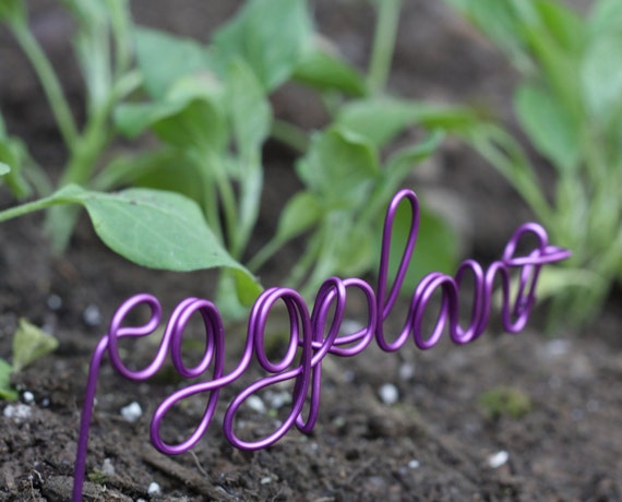 Eggplant wire word garden / vegetable marker