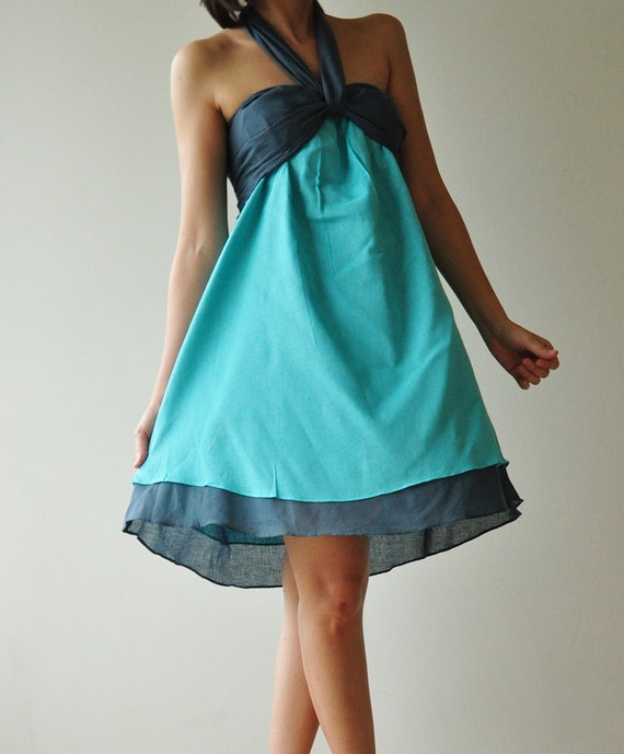 Feel So Good - Short ...Blue Halter Maxi Cotton dress