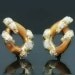 Boucles d'oreilles clips oeil de tigre diamant or jaune 18k France c.1980