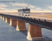 Vintage Unused Overseas Highway Bridge Key West Florida Postcard (511)