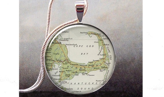 Cape Cod map pendant, Cape Cod jewelry resin pendant, Cape Cod necklace photo pendant