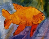 Orange Fish Print by Deborah Olliff
