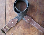 Grey Denim and Leather Belt // Hand Stitched // Made to Measure