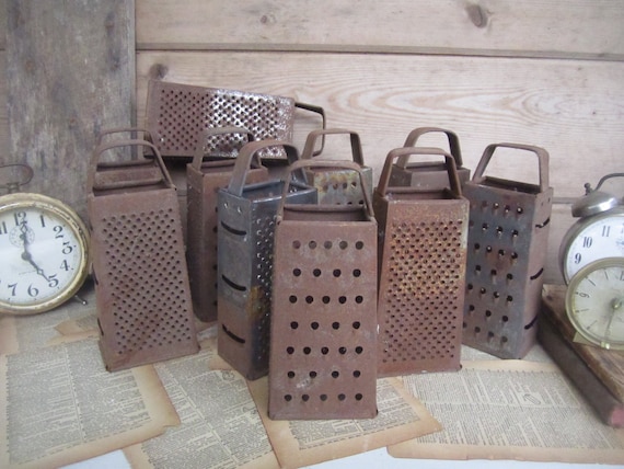 RESERVED for FleasAntiques - Vintage Rustic Graters - Set of 10 - Instant Kitchen Collection - Repurpose as Pierced Candle Lights
