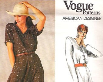 VINTAGE VOGUE DESIGNER PATTERN 1297 DRESS Size12 | eBay