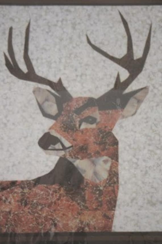 Deer paper pieced quilt block pattern PDF by BubbleStitch on Etsy