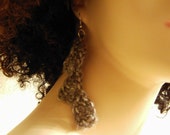 Gray and Silver Half Leaf Earrings 