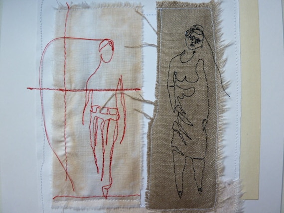 Side by side - mixed-media embroidery collage