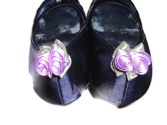 Shoe Clips Ribbon Flower with Lilac Flowers by UniquelyYourDesigns