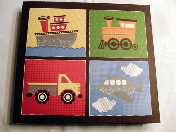 Premade Scrapbook Planes,Trains,Trucks,and Boats Boy 8x8 Ready made Scrapbook