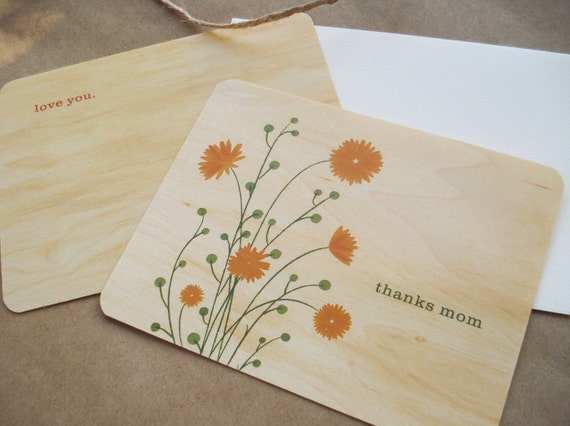 Mother's Day Card - Maple wood. Free shipping.