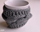 Coffee Cup Cozy,Mug Cozy, Mug Warmer knitted, grey color, gift under 10