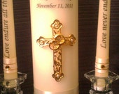 Gold Cross Unity candle set