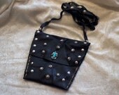 ON SALE - Handmade Navajo Leather Bag with Sterling Silver Stamped Buttons