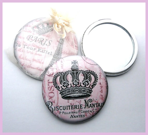 Half Price Paris Pocket Mirror in Pink with Vintage by missbohemia