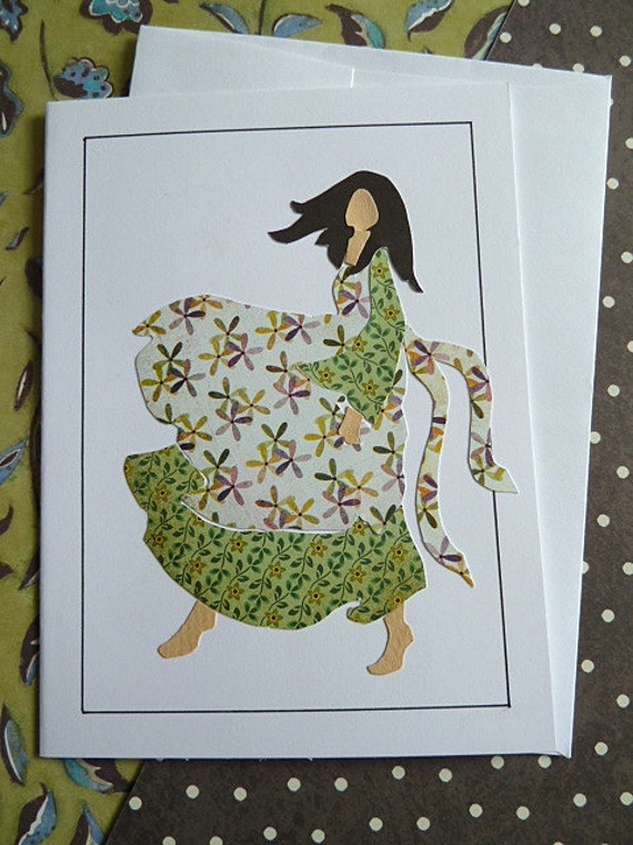 Windy Girl - Blank Greeting Card - VX