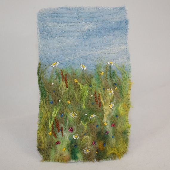 Embroidered and Felted Hanging  Daisy Meadow by Lynwoodcrafts