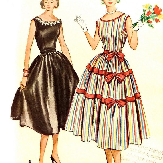 1950s Sewing Pattern - Cocktail / Bombshell / Rockabilly Dress - Bust 30