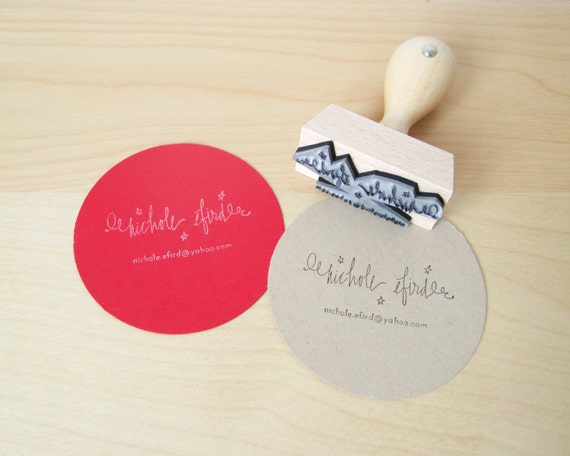 Mini Business Card Stamp - Custom 2" Business Card or Etsy Shop Stamp for business cards and shop packaging