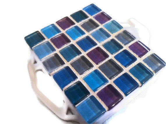 Mosaic Wall Hook Mosaic Magnet Blue and by GreenStreetMosaics