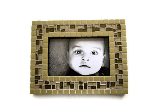 Mosaic Picture Frame 4 x 6 Green by GreenStreetMosaics on Etsy
