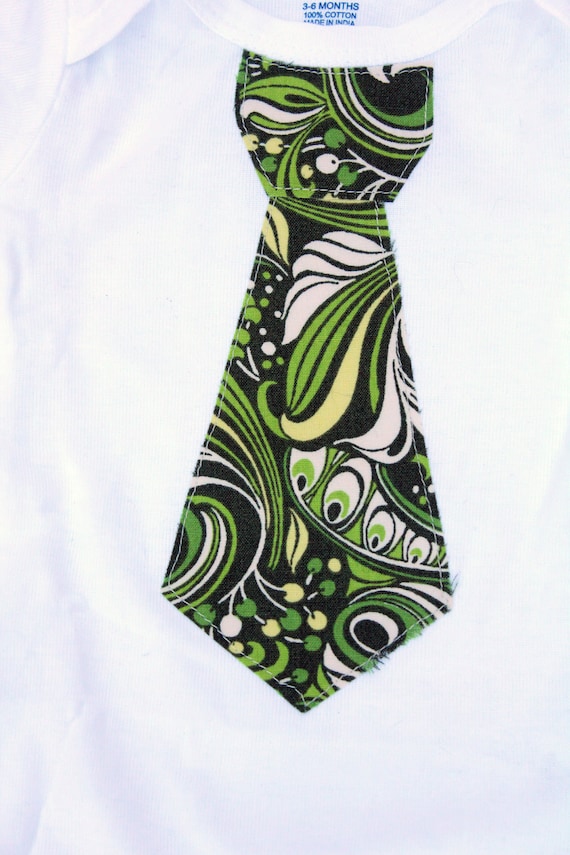 Tie of the Month// Sale// Green Swirl Baby Boy / Toddler Boy Tie Onsie Bodysuit