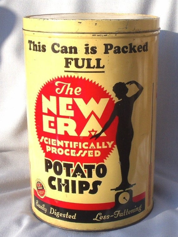 1937 New Era Potato Chip Tin 1lb