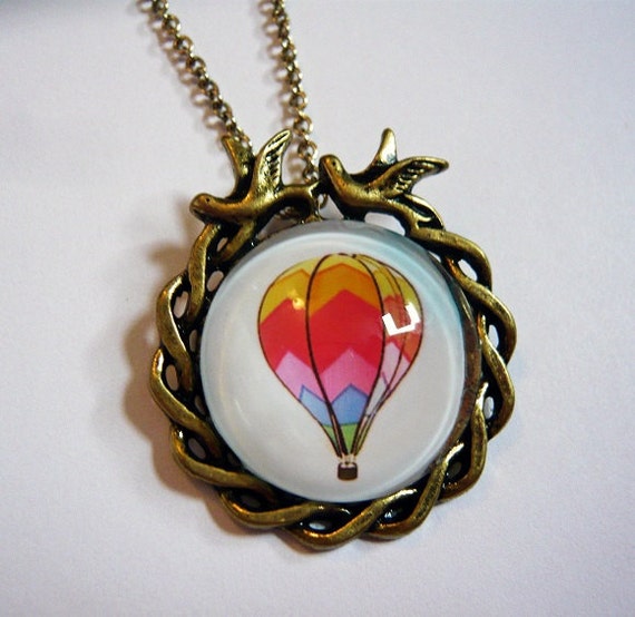 Hot Air Balloon Bird Necklace by MaruMaru on Etsy