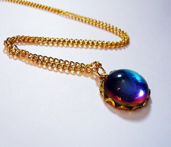 Bermuda Blue Sunset Cabochon Necklace by MaruMaru on Etsy