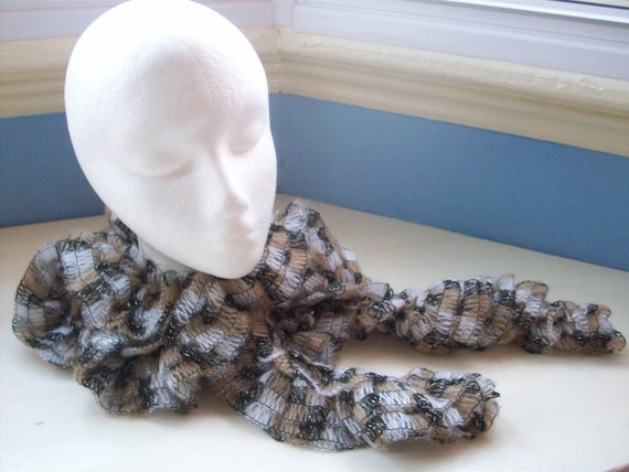 Soft knit vegan ruffle scarf sparkle fun novelty by SpinningStreak