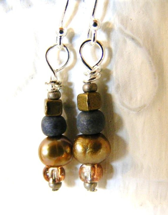 Bronze Copper Black Chocolate Brown Cubic Beaded by meiguidesigns