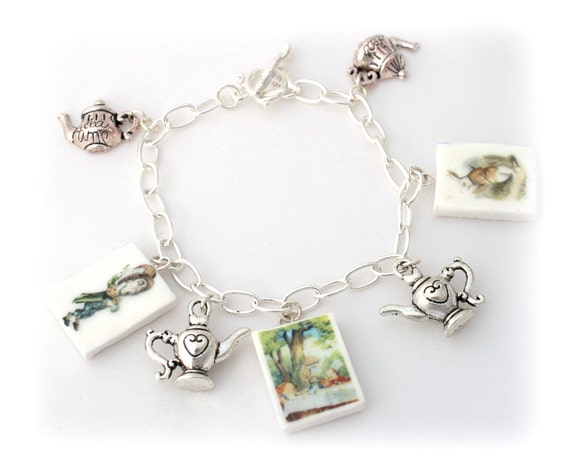 The Mad Hatter Charm Bracelet  Alice In by Lottieoflondon on Etsy #Craftfest