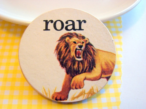 Roar Says The Lion Pin  Large Paper and Wood by mimiandlucy