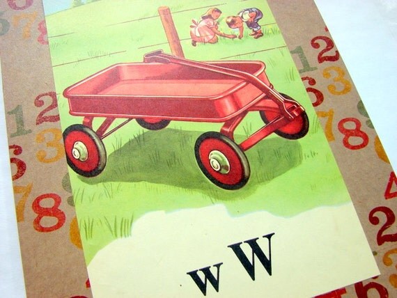 Childrens Nursery Wall Art Decor  W is for Wagon  by mimiandlucy