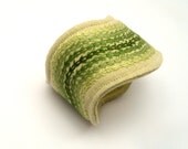 Green Hand Embroidered Cuff Linen Monochromatic Fiber Bracelet
