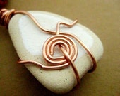 Copper & Sea Pottery Pendant from Ireland. Biscuit Beach Pottery. Celtic Tides