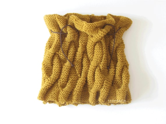 Mustard yellow wool cowl
