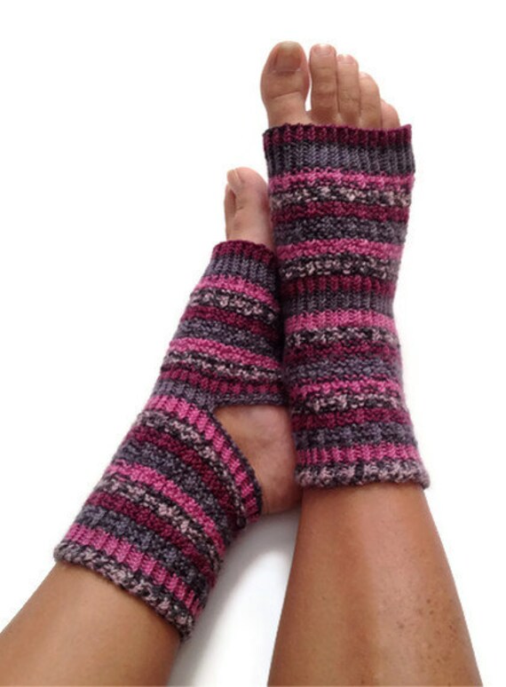 Toeless Yoga Socks Hand Knit in Pink Purple and by MadebyMegShop